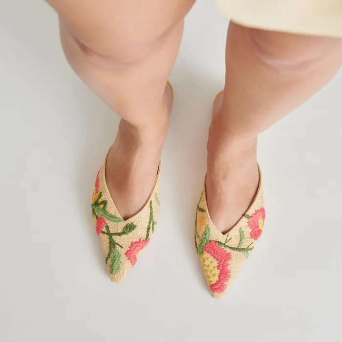 Flats and Loafers Women Dolce Vita Elm Flats Floral Multi Raffia