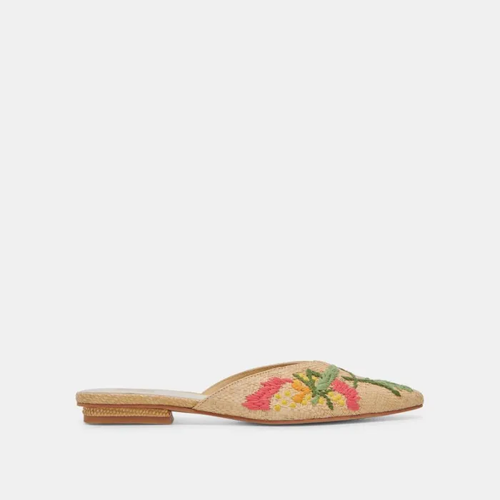 Flats and Loafers Women Dolce Vita Elm Flats Floral Multi Raffia