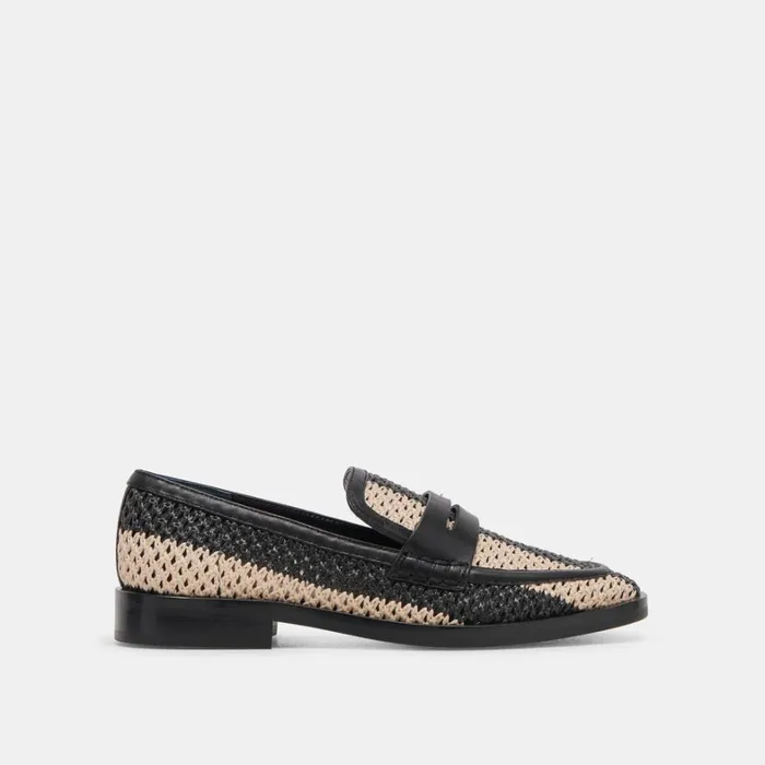 Flats and Loafers Women Dolce Vita Halley Flats Black Multi Raffia