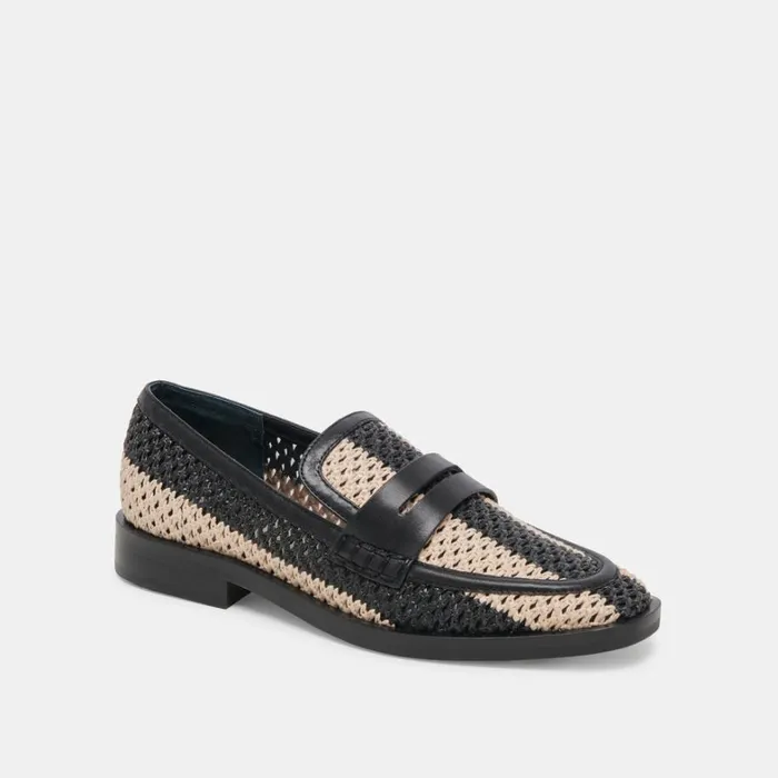 Flats and Loafers Women Dolce Vita Halley Flats Black Multi Raffia