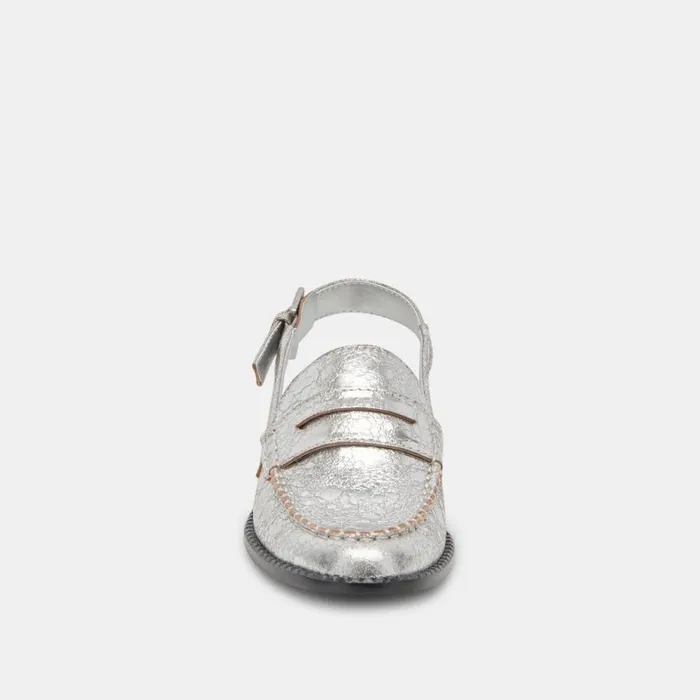 Flats and Loafers Women Dolce Vita Hardi Wide Loafers Silver Crackled Leather