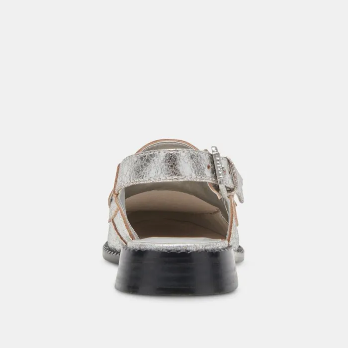 Flats and Loafers Women Dolce Vita Hardi Wide Loafers Silver Crackled Leather