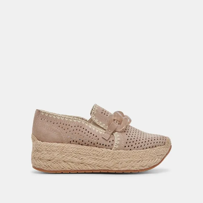 Flats and Loafers Women Dolce Vita Jhenee Espadrille Sneakers Taupe Perforated Suede