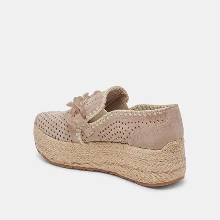 Flats and Loafers Women Dolce Vita Jhenee Espadrille Sneakers Taupe Perforated Suede