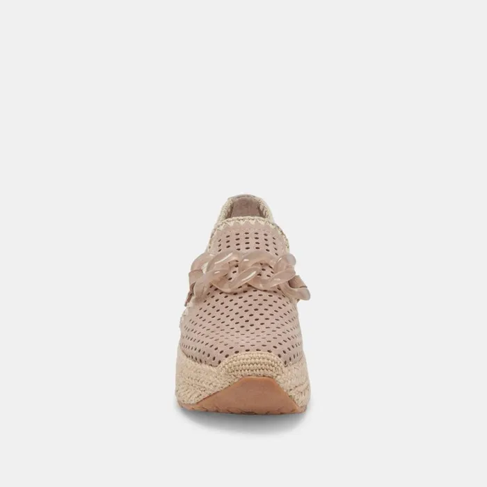 Flats and Loafers Women Dolce Vita Jhenee Espadrille Sneakers Taupe Perforated Suede