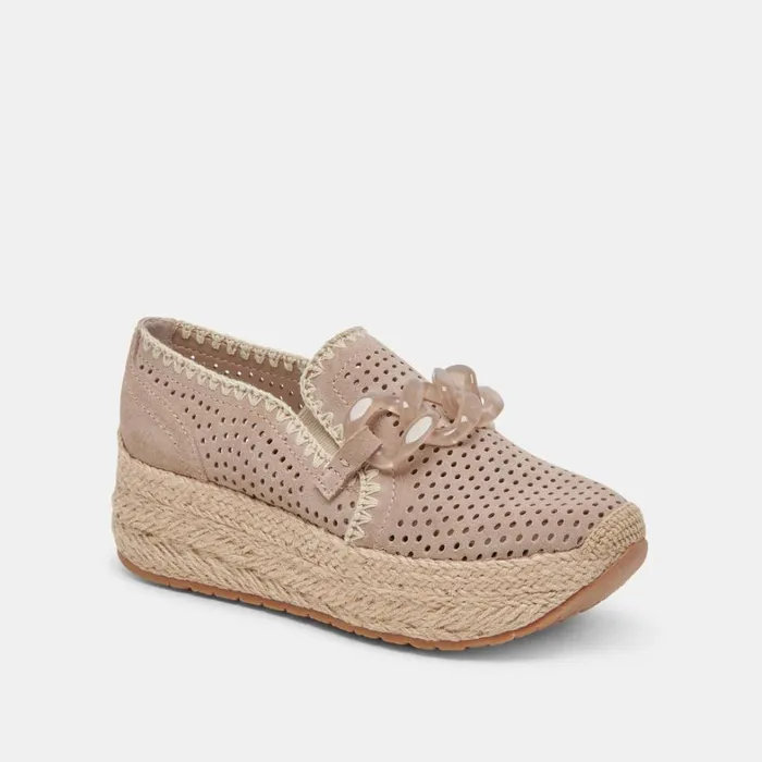 Flats and Loafers Women Dolce Vita Jhenee Espadrille Sneakers Taupe Perforated Suede