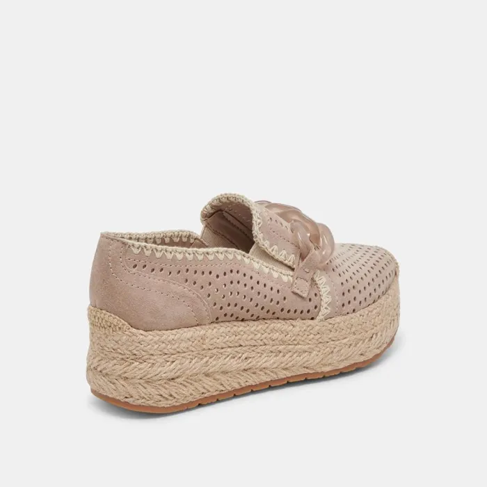 Flats and Loafers Women Dolce Vita Jhenee Espadrille Sneakers Taupe Perforated Suede