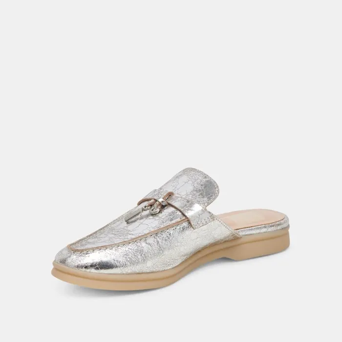 Flats and Loafers Women Dolce Vita Lasail Flats Silver Distressed Leather