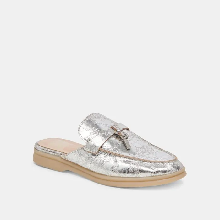 Flats and Loafers Women Dolce Vita Lasail Flats Silver Distressed Leather