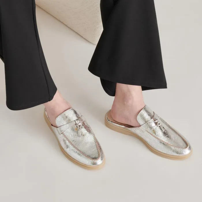 Flats and Loafers Women Dolce Vita Lasail Flats Silver Distressed Leather