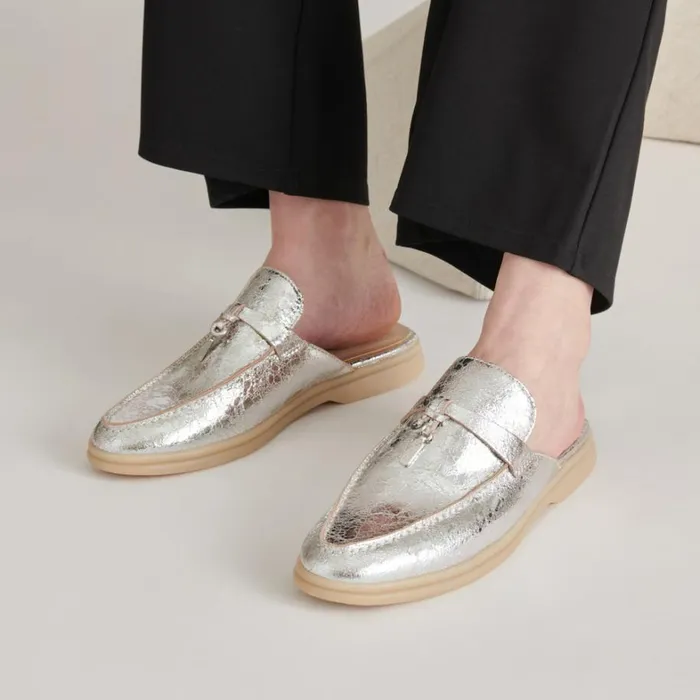 Flats and Loafers Women Dolce Vita Lasail Flats Silver Distressed Leather