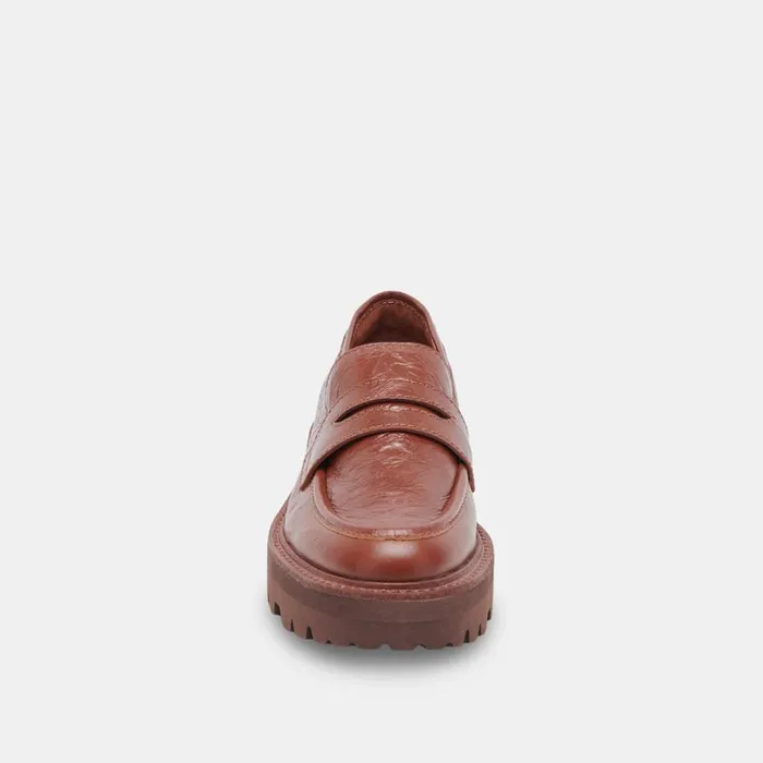 Flats and Loafers Women Dolce Vita Malila Loafers Brown Crinkle Patent