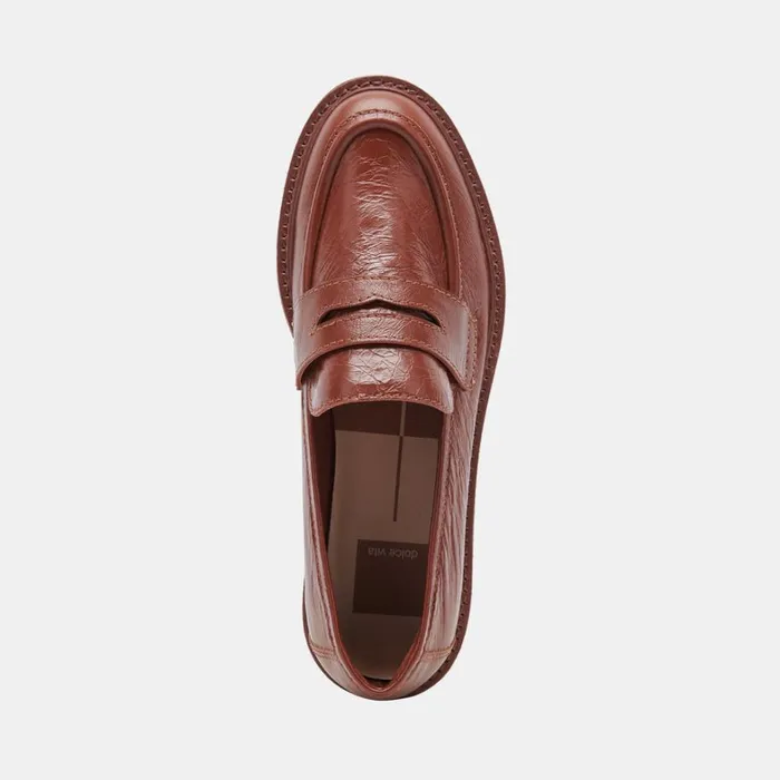 Flats and Loafers Women Dolce Vita Malila Loafers Brown Crinkle Patent