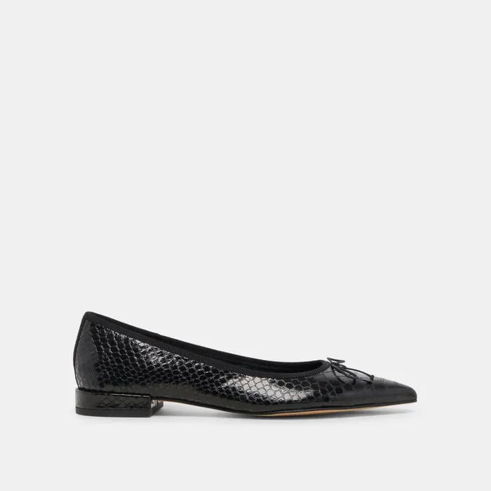 Flats and Loafers Women Dolce Vita Palani Ballet Flats Midnight Snake Embossed