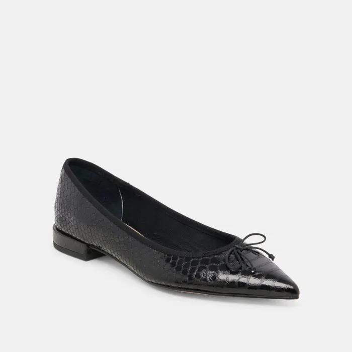 Flats and Loafers Women Dolce Vita Palani Ballet Flats Midnight Snake Embossed