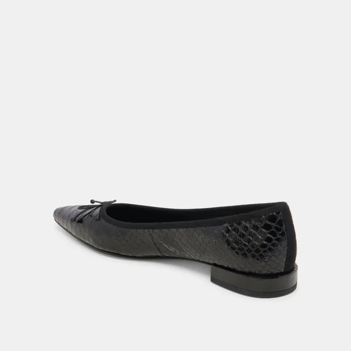 Flats and Loafers Women Dolce Vita Palani Ballet Flats Midnight Snake Embossed