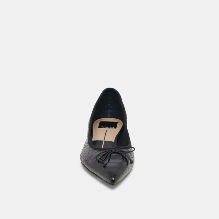 Flats and Loafers Women Dolce Vita Palani Ballet Flats Midnight Snake Embossed