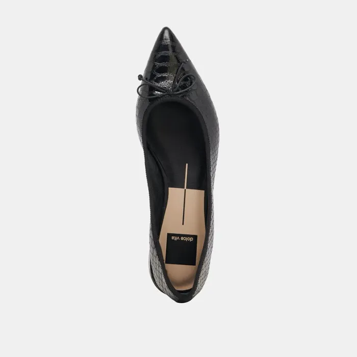 Flats and Loafers Women Dolce Vita Palani Ballet Flats Midnight Snake Embossed