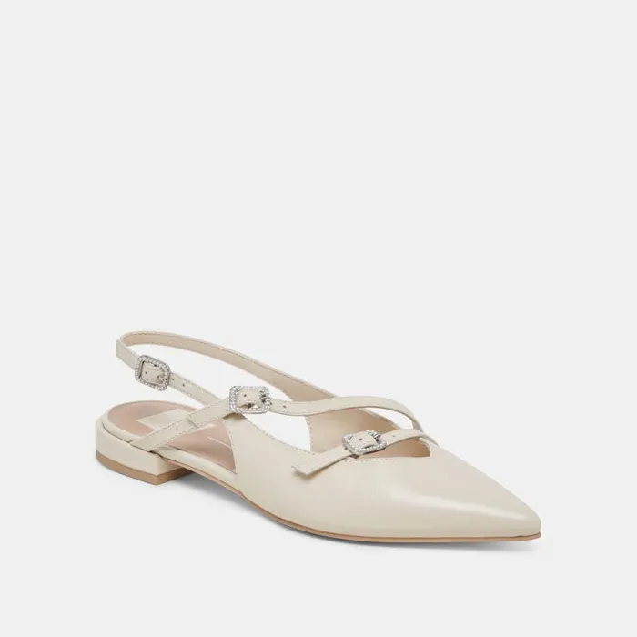 Flats and Loafers Women Dolce Vita Pamla Pearl Flats Ivory Crinkle Patent