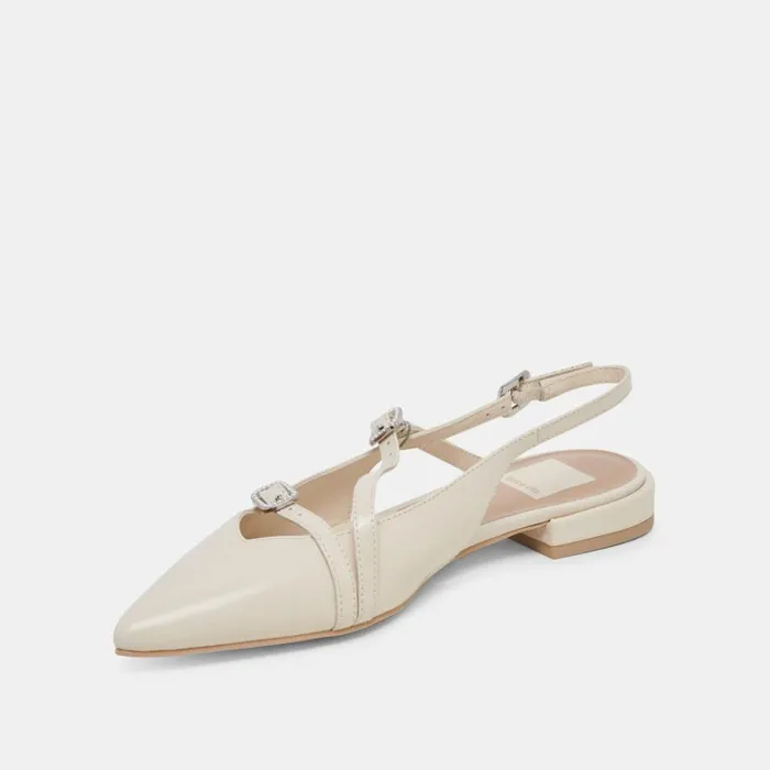 Flats and Loafers Women Dolce Vita Pamla Pearl Flats Ivory Crinkle Patent