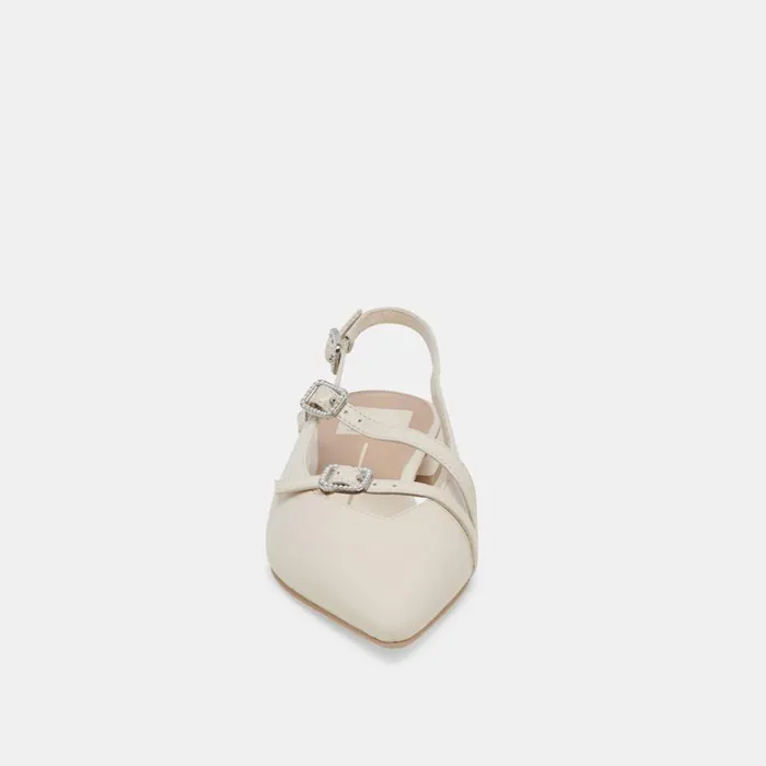 Flats and Loafers Women Dolce Vita Pamla Pearl Flats Ivory Crinkle Patent