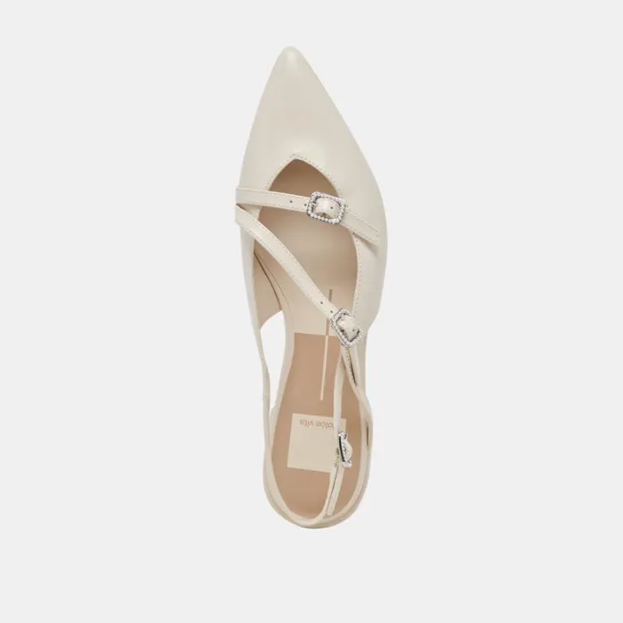 Flats and Loafers Women Dolce Vita Pamla Pearl Flats Ivory Crinkle Patent