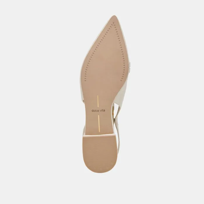 Flats and Loafers Women Dolce Vita Pamla Pearl Flats Ivory Crinkle Patent