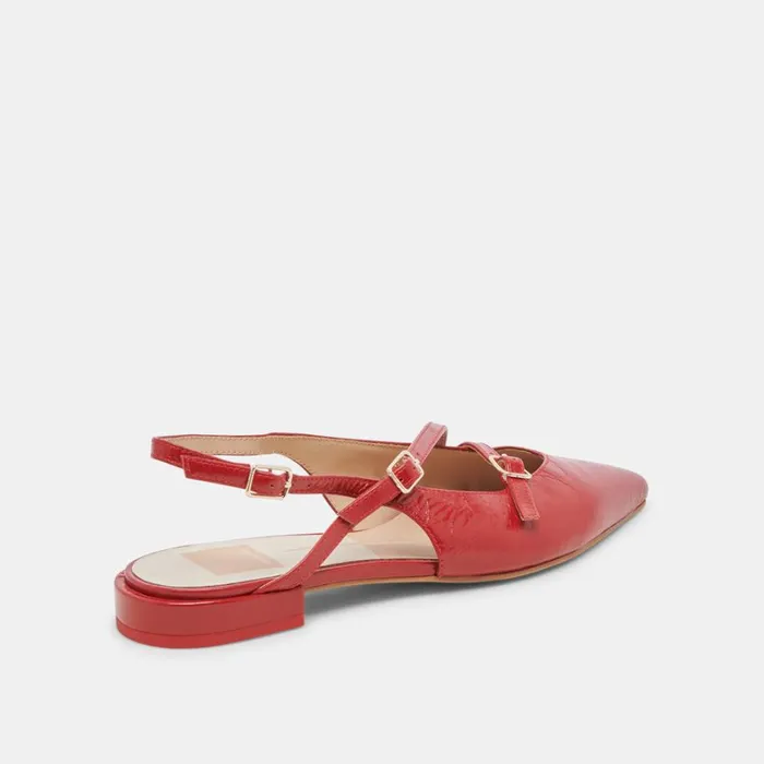Flats and Loafers Women Dolce Vita Pamla Wide Flats Red Crinkle Patent