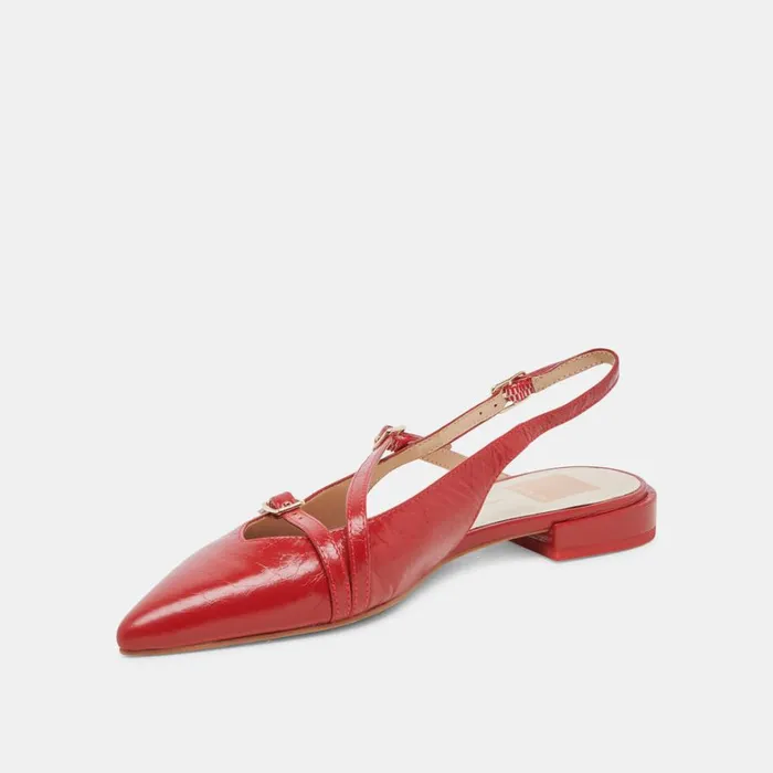 Flats and Loafers Women Dolce Vita Pamla Wide Flats Red Crinkle Patent