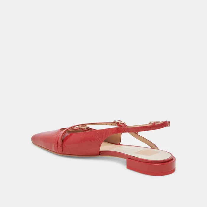 Flats and Loafers Women Dolce Vita Pamla Wide Flats Red Crinkle Patent
