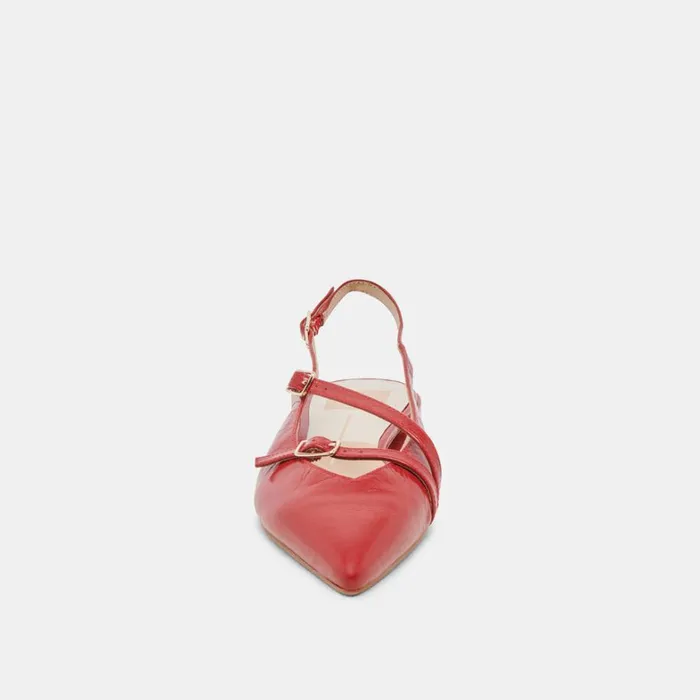 Flats and Loafers Women Dolce Vita Pamla Wide Flats Red Crinkle Patent