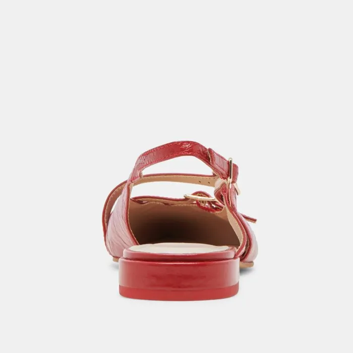 Flats and Loafers Women Dolce Vita Pamla Wide Flats Red Crinkle Patent
