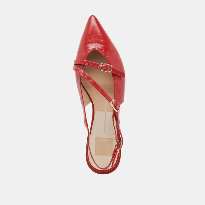 Flats and Loafers Women Dolce Vita Pamla Wide Flats Red Crinkle Patent