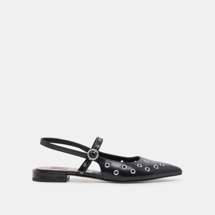 Flats and Loafers Women Dolce Vita Penney Stud Flats Midnight Crinkle Patent