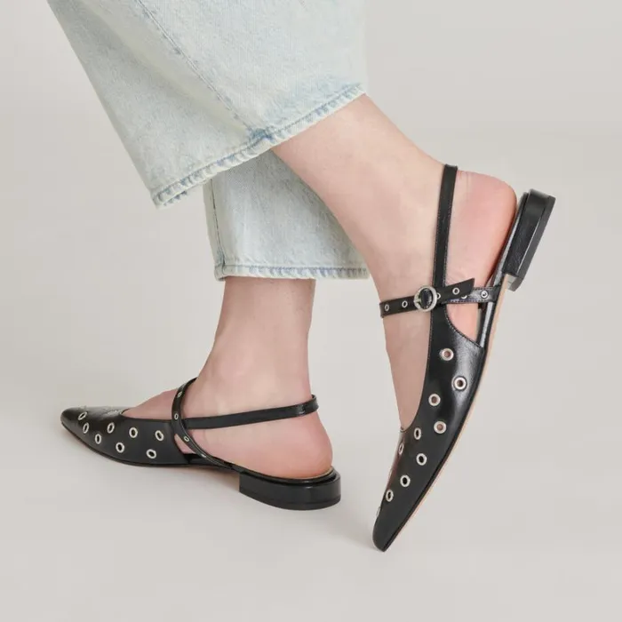 Flats and Loafers Women Dolce Vita Penney Stud Flats Midnight Crinkle Patent