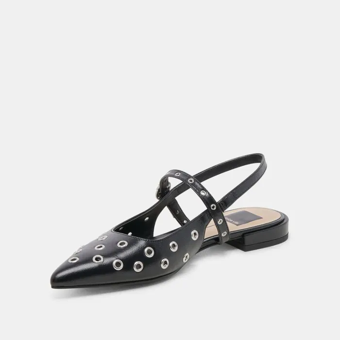 Flats and Loafers Women Dolce Vita Penney Stud Flats Midnight Crinkle Patent