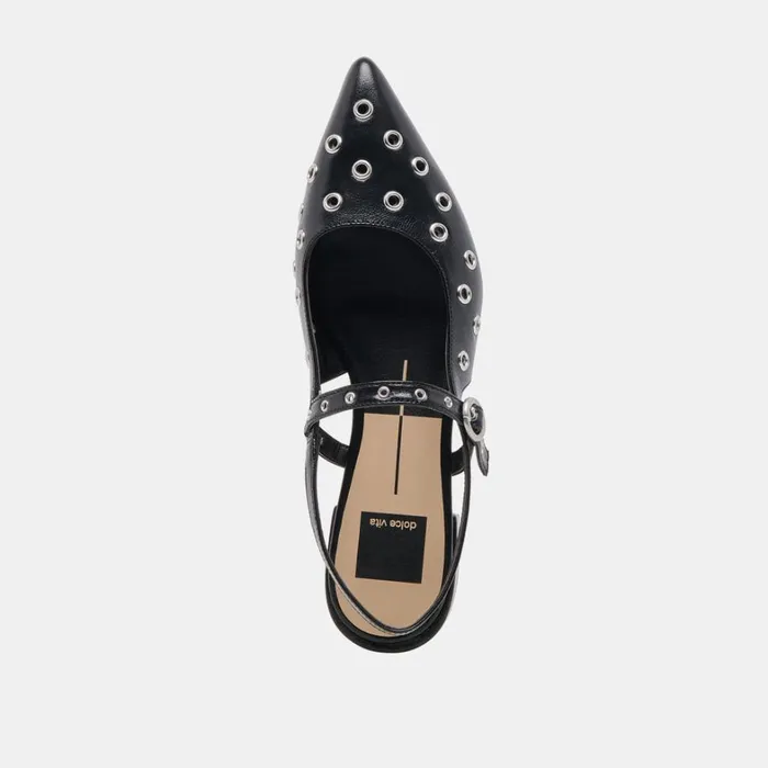 Flats and Loafers Women Dolce Vita Penney Stud Flats Midnight Crinkle Patent