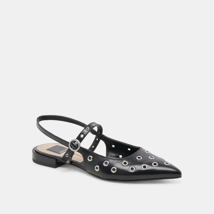 Flats and Loafers Women Dolce Vita Penney Stud Flats Midnight Crinkle Patent
