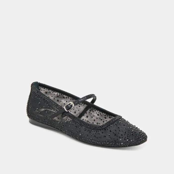 Flats and Loafers Women Dolce Vita Reyes Crystal Ballet Flats Black Mesh