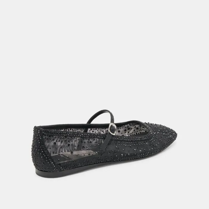 Flats and Loafers Women Dolce Vita Reyes Crystal Ballet Flats Black Mesh
