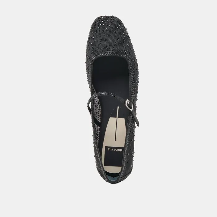Flats and Loafers Women Dolce Vita Reyes Crystal Ballet Flats Black Mesh