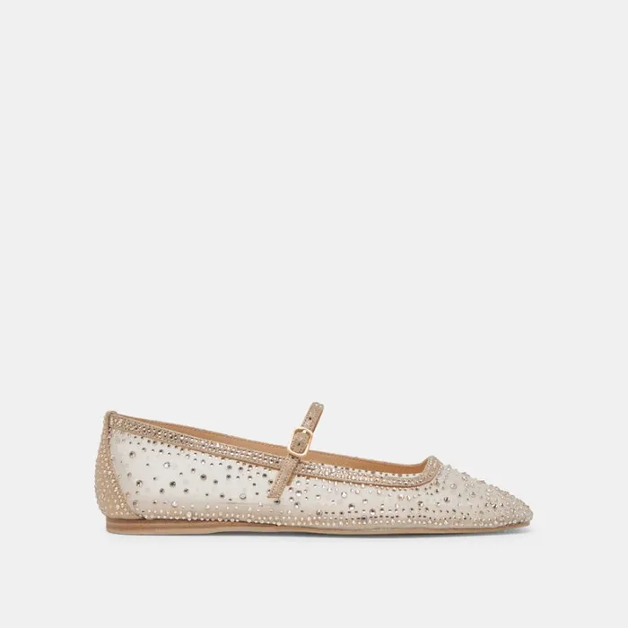 Flats and Loafers Women Dolce Vita Reyes Crystal Ballet Flats Gold Mesh