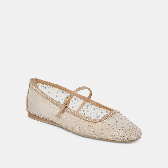 Flats and Loafers Women Dolce Vita Reyes Crystal Ballet Flats Gold Mesh