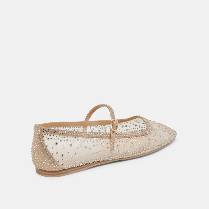 Flats and Loafers Women Dolce Vita Reyes Crystal Ballet Flats Gold Mesh