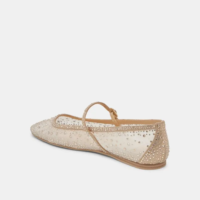 Flats and Loafers Women Dolce Vita Reyes Crystal Ballet Flats Gold Mesh