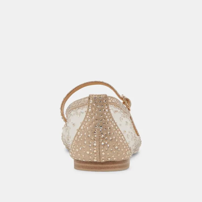 Flats and Loafers Women Dolce Vita Reyes Crystal Ballet Flats Gold Mesh