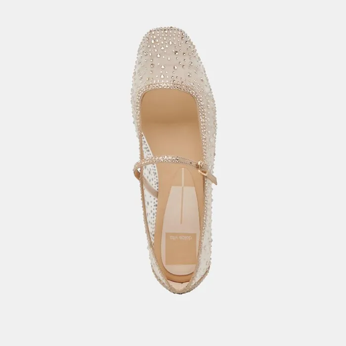 Flats and Loafers Women Dolce Vita Reyes Crystal Ballet Flats Gold Mesh