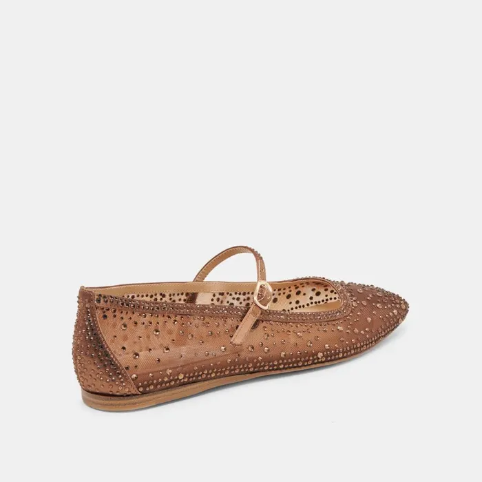 Flats and Loafers Women Dolce Vita Reyes Crystal Ballet Flats Mid Brown Mesh