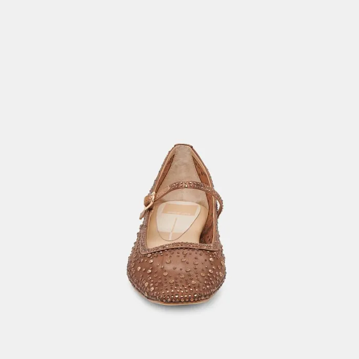 Flats and Loafers Women Dolce Vita Reyes Crystal Ballet Flats Mid Brown Mesh
