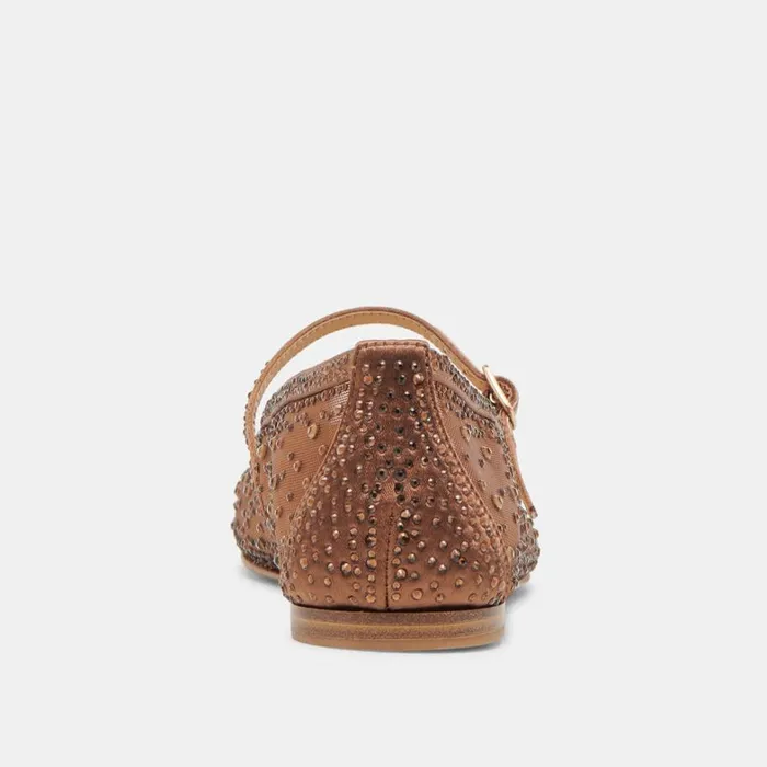 Flats and Loafers Women Dolce Vita Reyes Crystal Ballet Flats Mid Brown Mesh